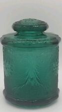 Vintage Indiana Glass Juniper Spruce Green Tobacco  Canister Jar 7.5x6