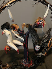 Ooak Spooky Horror Scary Goth Art Doll on swing picture