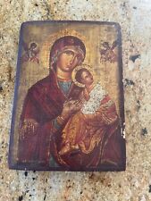 Vintage Madonna and Child Wall Plaque Our Lady of Perpetual Succour - Greek Icon picture
