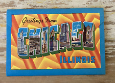 Vintage travel souvenir postcard folder large letter Chicago 1950's unposted picture