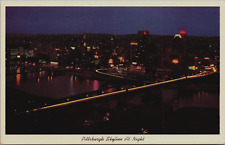 Night View of Downtown Pittsburgh PA as seen from Grandview Park, Chrome, Unp picture