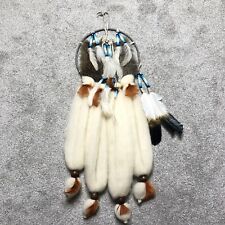 Handcrafted Dream Catcher Large Rabbit Pelt Skin Feather Beads Southwestern Art picture