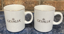 2 GEVALIA Coffee Mug White Gold Trim Porcelain Tea Cup 10 oz. No Chips picture