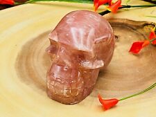 Strawberry Pink Calcite Skull, Pink Calcite Skull, Realistic Details Skull Stone picture