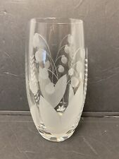Signed Tiffany Etched Lily of the Valley Crystal Flower Bouquet Vase picture