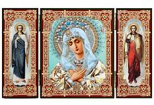 Virgin Mary Icon Triptych Madonna Extreme Humility Saint Michael Gabriel Archang picture