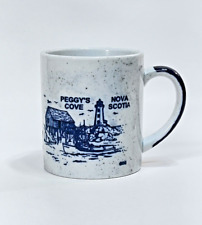 Vintage Peggy's Cove Lighthouse Nova Scotia Speckled, Embossed Blue White Mug picture