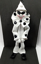 Vintage Harlequin Clown Jester Masked Ceramic White Black Polka Dots Signed picture