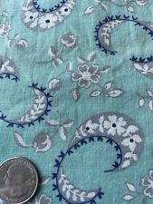 Vtg 1930s 40s abstract Floral Cotton Fabric light blue green grey 1 +2/3 Y 34