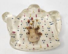 Tea Pot Tea Bag Holder/Spoon Rest Acrylic Lucite confetti  Made in USA Vintage picture