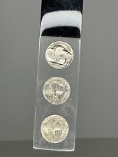 RARE Vintage Letter Opener Triple Buffalo Nickels in Lucite USA Made 1924 & 1936 picture