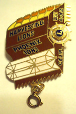 Lions Club Pin Phoenix 1981 Vintage Tractor Combine California picture