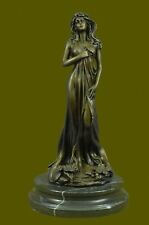 Art Nouveau Earth Goddess Bronze Sculpture Marble Base Figurine Artwork Decor picture