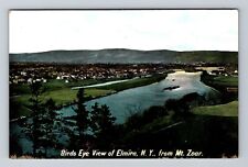 Elmira NY-New York, Birds Eye View Elmira, Mt Zoar, Antique Vintage Postcard picture