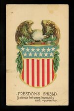 Military postcard WWI Era US Flag greetings Eagle Vintage 1918 picture