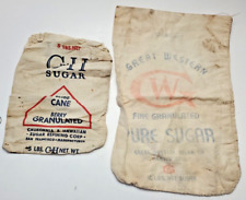 C and H SUGAR Cloth Bag Sack 5 lbs Copyright 1939 & Great Western 10 lb Colorado picture