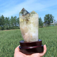 990g Natural yellow crystal Obelisk Carved Quartz Crystal Wand Point picture