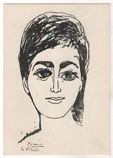 1962 Portrait of Algerian patriot Jamila Boupasha. Picasso Old RUSSIAN postcard picture