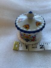 Vintage Reutter Germany Floral Porcelain Round Trinket Box & Lid picture