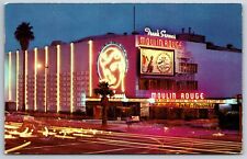 Hollywood California~Moulin Rouge Theatre @ Night~Sunset Blvd~1961 Postcard picture