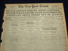 1918 AUGUST 30 NEW YORK TIMES - FRENCH CAPTURE NOYON, AMERICANS DRIVE - NT 9196 picture