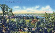 South Omaha Bridge Omaha Nebraska Linen UNP Postcard picture