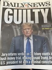 HISTORIC NY DAILY NEWS MAY 31 2024 President Donald Trump Guilty Election 24 picture