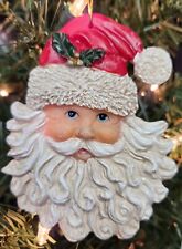 Vintage Old World Resin Santa Claus Double Sided Christmas Ornament 4”  picture