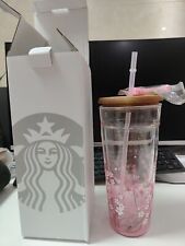 2024 Starbucks Spring Pink Sakura Double Glass Straw Mug with Sakura Stopper picture