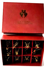 1983 Danbury Mint Gold Tone Christmas Ornament Collection Qty 12 W/Box Vintage picture
