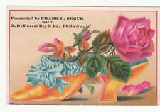 Frank P Segur w Z DeForest Ely & Co Philadelphia Seed Pink Rose Vict Card c1880s picture