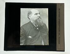 Antique Magic Lantern Glass Slide Portrait Of Man With Beard #94 picture
