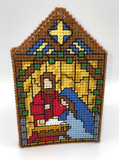 Needlepoint Tissue Box Holder Nativity Christmas Square Multiple Scenes picture