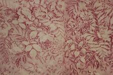 Antique French Toile c1820 PINK floral valance fragment quilted textile 19th  picture