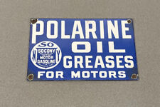 VINTAGE POLARINE 12” PORCELAIN SIGN CAR GAS TRUCK GASOLINE picture