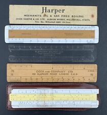 5 Small Mixed Vintage Rulers To Include Slide Rule Wood Etc picture