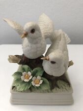Vitg Porcelain -White Dove Pair Musical Figurine Theme from Love Story Japan picture