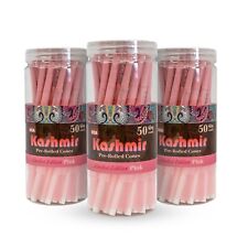 Kashmir Pre Rolled Cones King Size Pink Natural Rolling Paper Cones 3 Jars of 50 picture