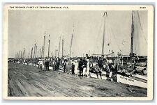 c1920's The Sponge Fleet Harbor Boardwalk At Tarpon Springs Florida FL Postcard picture