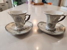 D'Lusso Designs Calla Lily Tea Cup and Saucer Set for Two picture