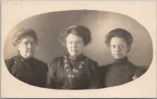 1911 RPPC Real Photo Postcard 3 Women / Mother & 2 Daughters / Ithaca MI Cancel picture
