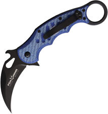 Fox Karambit Linerlock Blue Twill G10/Carbon Fiber Folding Black Knife  picture