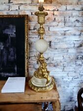 Exquisite Louie Revival 20th C Marble And Gold Gilt Cherub Cupid Lamp - Putti picture