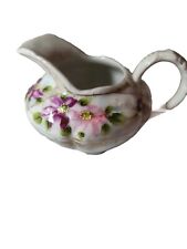 Nippon-era vintage hand-painted creamer pink purple floral made in Japan picture