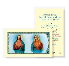 Prayer to Sacred Heart of Jesus and Immaculate Heart of Mary Laminated Holy Card picture
