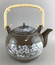 Vintage Kotobuki Ceramic Brown Floral Teapot Japan Plastic Handle EUC picture