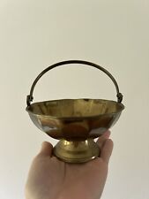 Vintage Small Brass Fluted Candy Bowl with Handle - 6