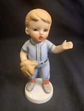 VERY RARE Lefton China Hand Painted Figurine Boy Playing Baseball ⚾️ picture