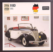 1934-1939 Ford Eifel German Car Photo Spec Sheet Stat CARD 1935 1936 1937 1938 picture