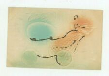Vintage Easter Postcard   PASTEL CART, EGG AND CHICK EMBOSSED GLITTER  UNPOSTED  picture